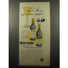 1950 Cresta Blanca Dry Watch and Triple Cream Sherry Advertisement