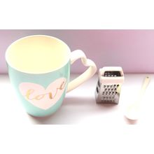 Love Green & White Mug with Mini Grater & Ceramic Spoon Set - 0100M