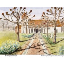 Bullington Church Hampshire Painting Postcard