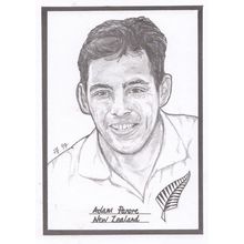 Adam Parore New Zealand Cricket Artist Drawing Limited Edn of 500 Postcard