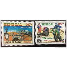 Sénégal 2002 25e Rallye Dakar Rally Motorbike Moto Car Voiture 2 val. RARE MNH