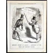 IMPUDENT ATTEMPT TO GAROTTE A GENTLEMAN OF THE PRESS 1856 PUNCH CARTOON PAGE
