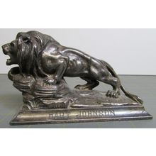 Rare l900's PEWTER Lion Paperweight A.C. REHBERGER CO. CHICAGO "LEO"