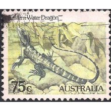 AUSTRALIA, REPTILE, Eastern water dragon, yellow 1982, 75c