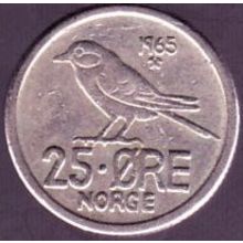 1965 Norway 25 Ore Coin