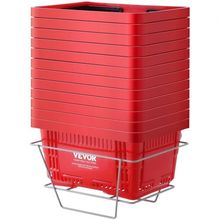 Shopping Basket, Set of 12, 24L Durable Plastic Grocery Basket with Handle a...