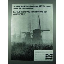 1969 KLM Royal Dutch Airlines Ad - $222 to Rent a Car