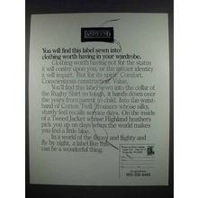 1987 Lands End Clothing Ad - You Will Find This Label
