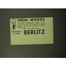 1950 Berlitz School of Language Ad - Legal Words
