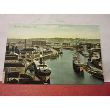 THE HARBOUR, BRISTOL unused antique postcard by M. J. R. #