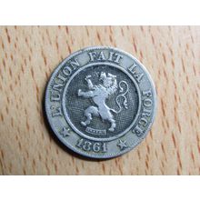 Belgium 1861 10 Centime Belgie (Dutch - Flemish Text) Coin