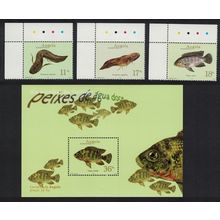 Angola Freshwater Fish 3v+MS Corners 2001 MNH SG#1620-MS1623