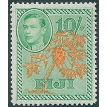 Fiji 1950 10s orange & emerald SG266a unused