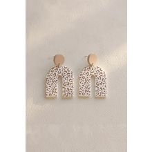 Beige Neutral Animal Print U Shaped Earrings