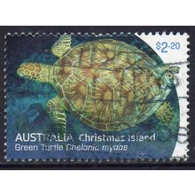 Christmas Island 2021 Turtles - Green Turtle From Above $2.20 Used