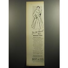 1951 Best & Co. Princess Coat Ad - It's all news