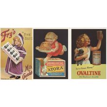 Frys Chocolate Ovaltine Atora 3x Children Advertising Postcard s