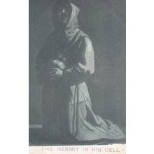 The Hermit In HIs Cell Antique Postcard
