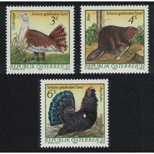 Austria Bustard Capercaillie Birds Beaver Animals Fauna 3v 1982 MNH