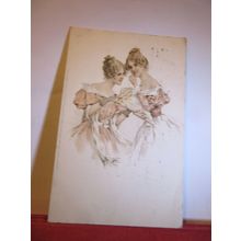 2 young ladies used antique postcard c.1905 =