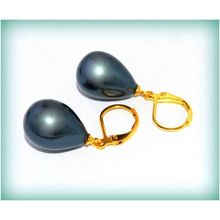 Sale Gold Plated Tear Drop Jade Green Faux Pearl Loop Earrings Jewellery 1477