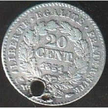 1851 A France 20 Centimes Silver Coin