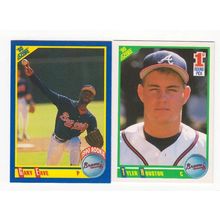 Two 1990 Score Braves RC rookie cards #621 Gary Eave, #677 Tyler Houston