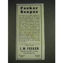 1933 J.W. Fecker Scopes Ad