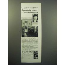 1933 Johnson's Wax Ad - Mrs. J. Borden Harriman