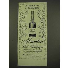 1956 Almaden Brut Champagne Ad - Great Name