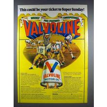 1978 Valvoline Motor Oil Ad - Ticket to Super Sunday