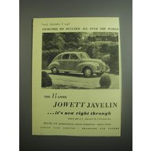 1948 Jowett Javelin Car Ad - Designed to succeed all over the world