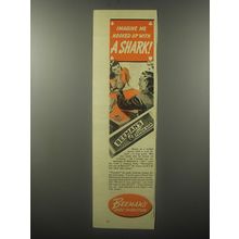 1940 Beeman's Pepsin Gum Ad - Imagine me hooked up with a shark