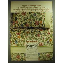 1974 Springmaid Metropolitan Museum of Art Adaptations English Manor Linens Ad