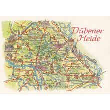 Dubener Heide Duban Heath Leipzig Bay German Germany Transport Map Postcard