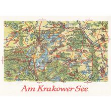 Am Krakower See Sea German Germany Transport Karte Map Postcard