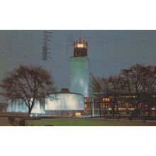 Newcastle Upon Tyne Civic Centre At Night Illuminations 1970s Postcard