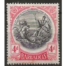 Barbados 1918 SG199 4d Black & Red, corner crease else Very Fine Used . .