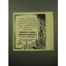 1959 Random House Book Advertisement - Brown Girl, Brownstones by Paule Marshall