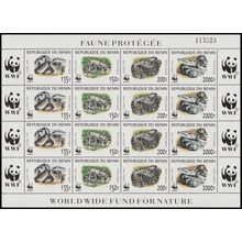 Benin WWF Pythons Sheetlet of 4 sets 1999 MNH SG#1812-1815 MI#1159-1162