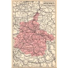 Ardennes Antique French Map Paris Postcard