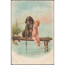 The Young Boy and His Dog, 1905 - Henry Moss Postcard