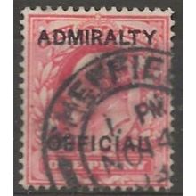 1902 O102 1d Scarlet Admiralty Official Fine Used ..