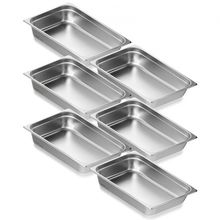6 Pack Hotel Pans, Full Size Anti-Jam Steam Pan, 0.8mm Thick Stainless Steel...
