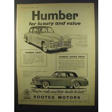 1956 Humber Hawk, Super Snipe Car Ad - Luxury