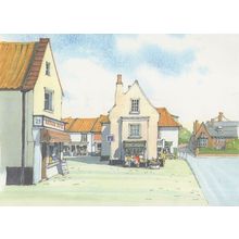 Fish Hill Holt Norfolk & Chip Shop Painting Postcard