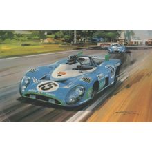 1972 Le Mans 24 Hour Race Matras Simcas Graham Hill Painting Postcard