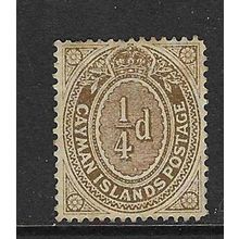 CAYMAN ISLANDS 1908 WMK MULTI-CROWN CA 1/4d GREY-BROWN MINT SG38a