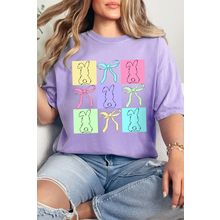 Wisteria Bunny Bow Plaid Print Easter Fashion Tee