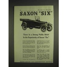 1917 Saxon Six Car Ad - Strong Public Belief In